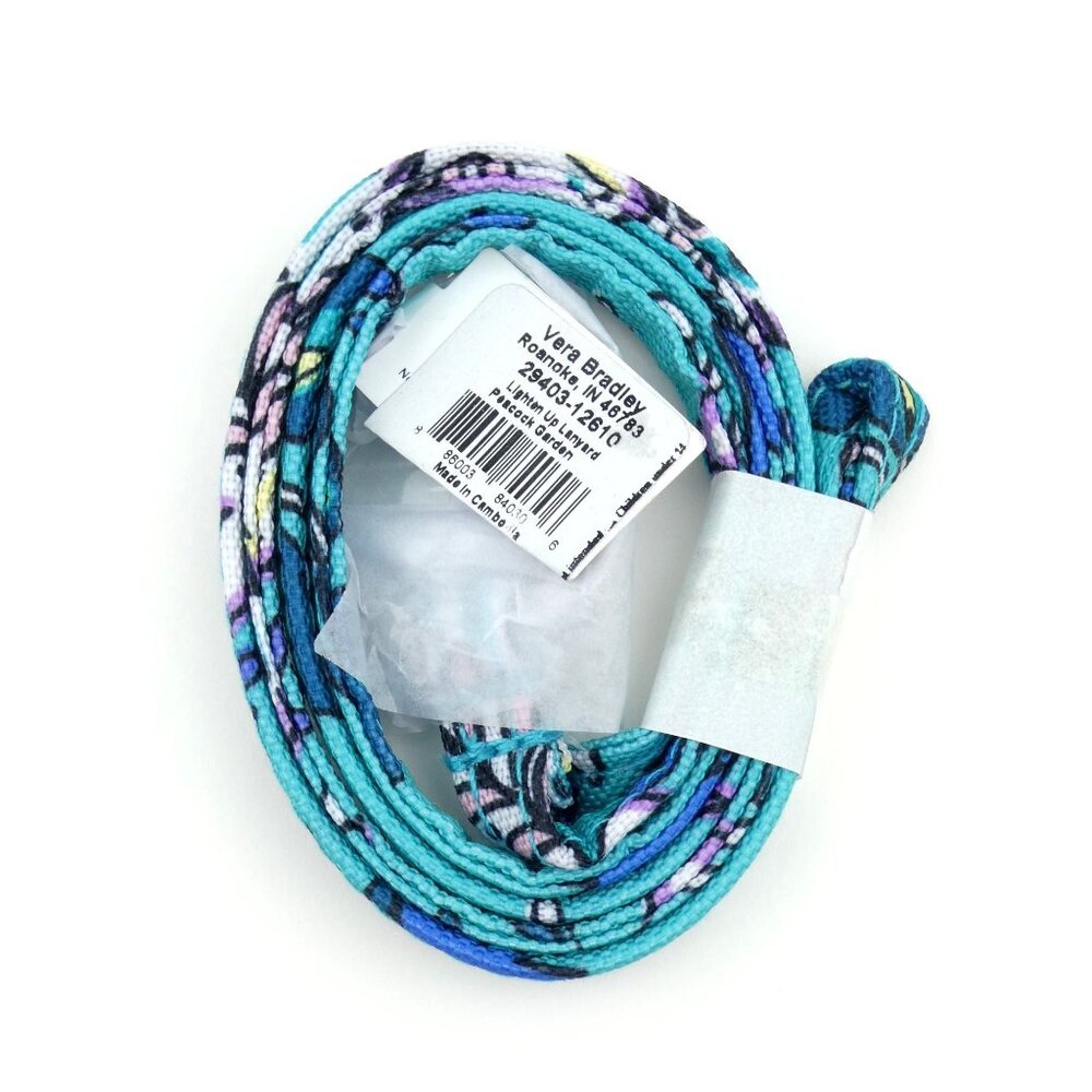 Vera Bradley Peacock Garden Lighten Up Lanyard NWT - Picture 2 of 2